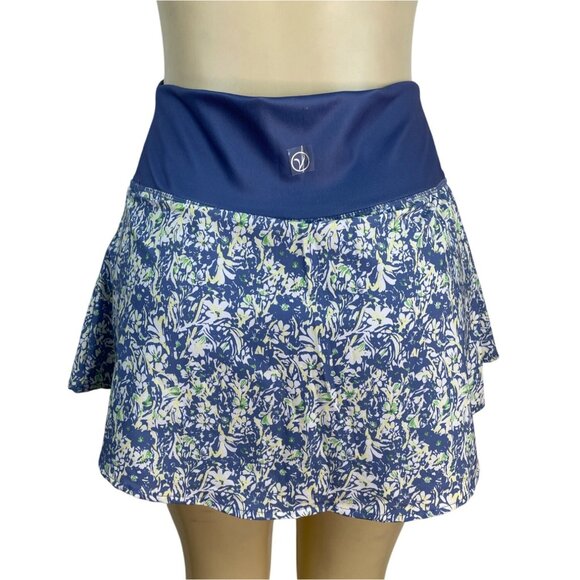 Vogo Womens Floral Activewear Skort With Inner Shorts Blue & White Size S - Picture 3 of 8